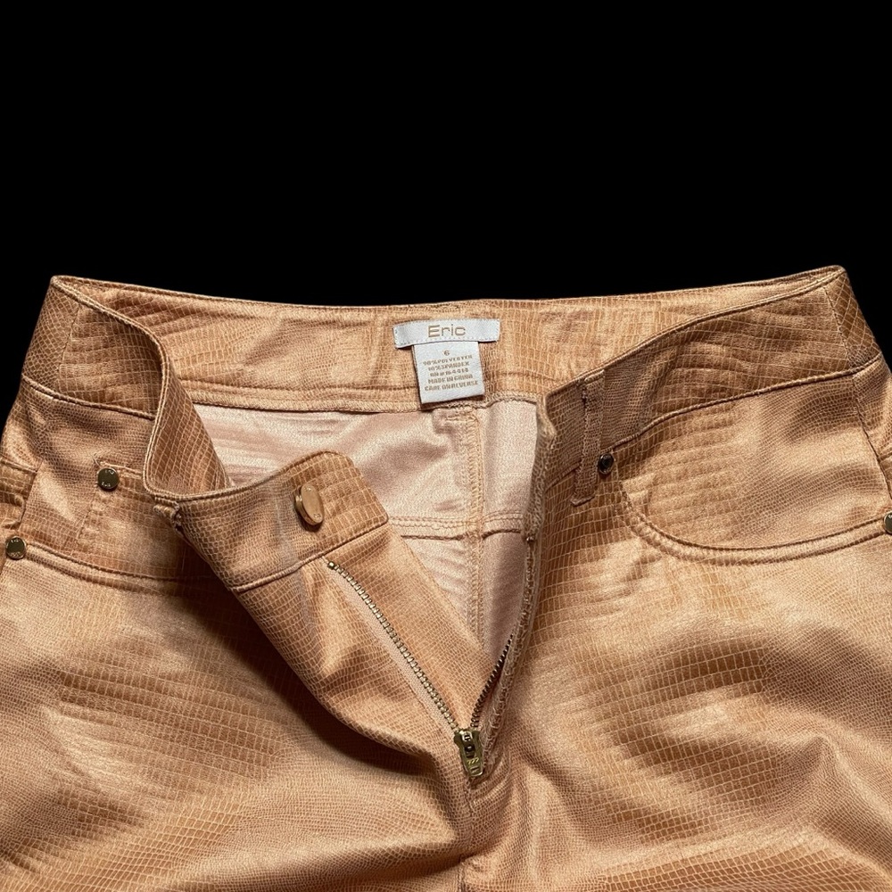 NWOT Sandy Peach | Suede Feel | Pants By Eric | Sz 6 | Snakeskin Look So Pretty